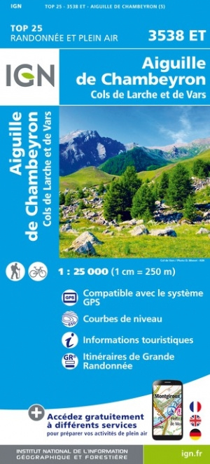 Wandelkaart Aiguille de Chamberyron & Cols de Larche et de Vars | IGN 3538 ET - IGN 3538ET | ISBN 9782758550297