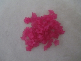 Acryl Spacer Beads Flower 0,4x1 cm. fuccia frosted