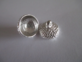 Bead Cap zilver, 14 mm.
