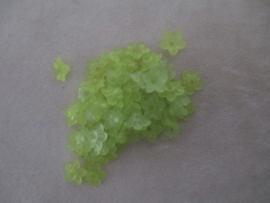 Acryl Spacer Beads Flower 0,4x1 cm. groen frosted