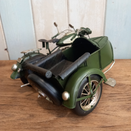 Blikken motorfiets met zijspan in HD look-a-like