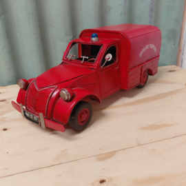 Blikken oldtimer Citroën 2cv Brandweer uit Frankrijk