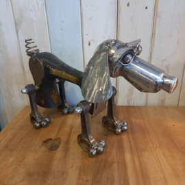 Metalen hond - oude naaimachine - upcycling