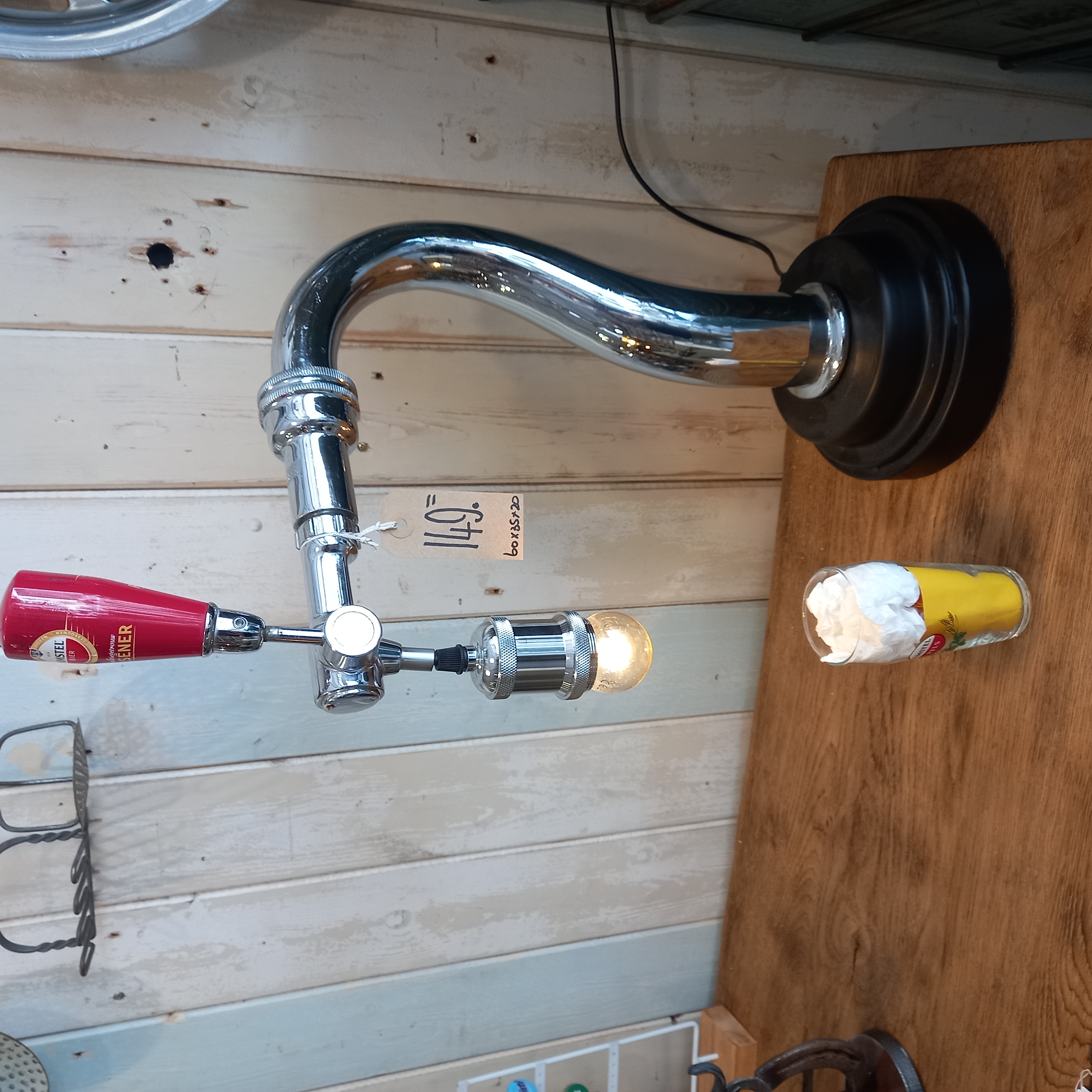 Bierpomp als lamp gemaakt (zilver)