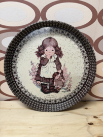Vintage Sarah Kay dienblad - rond metalen dienblad