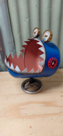 Lectuurbak - houtbak - vis - metal art - mancave