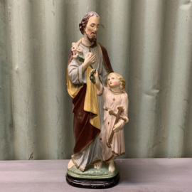 Brocante beeld Joseph en kindje Jezus