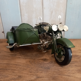 Blikken motorfiets met zijspan in HD look-a-like
