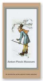 Vignetkaartje: Schaatser, Anton Pieck