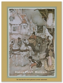 Reproductie: Koets met witte paarden (kleinformaat), Anton Pieck