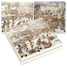 Kerstkaarten: (doosje), Schaatsen - Kerstliedjes, Anton Pieck