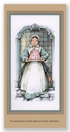 Vignetkaartje: Dienstbode met fraaie pudding, Anton Pieck