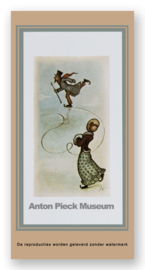 Vignetkaartje: Schaatsend echtpaar, Anton Pieck