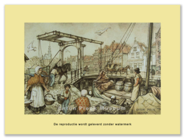 Reproductie: Hoorn, Ophaalbrug Veermanskade (grootformaat), Anton Pieck