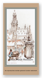 Vignetkaartje: Heusden, Stadhuistoren, Anton Pieck
