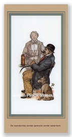 Vignetkaartje: Borrelaar aan cafétafeltje, Anton Pieck