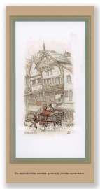 Vignetkaartje: Chester, markt en boerenwagen, Anton Pieck