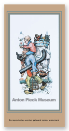 Vignetkaartje: Man met kind op rug, Anton Pieck