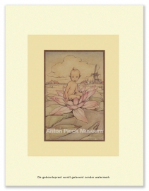 Geboorteprent: Baby in waterlelie, Anton Pieck