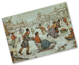 Ansichtkaart: Arreslee op het ijs, Anton Pieck
