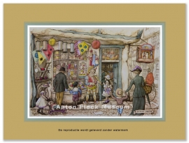 Reproductie: Speelgoedwinkel met nar (middenformaat), Anton Pieck