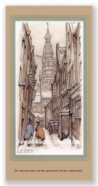 Vignetkaartje: Leiden stadhuistoren, Anton Pieck