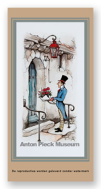 Vignetkaartje: Man met bloemen, Anton Pieck