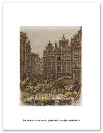 Reproductie: Brussel Bloemenmarkt (middenformaat), Anton Pieck