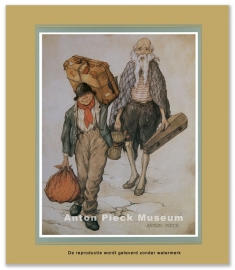 Reproductie: Oude man met vioolkist (grootformaat), Anton Pieck