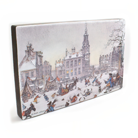 Reproductie Meesterwerk op hout: Amsterdam, IJstafereel, Anton Pieck