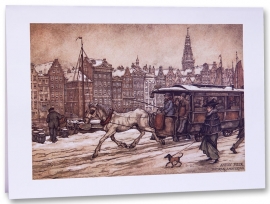 Wenskaart: Amsterdam Damrak, Anton Pieck