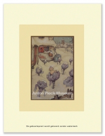 Geboorteprent: Baby in koolstronk in de sneeuw, Anton Pieck