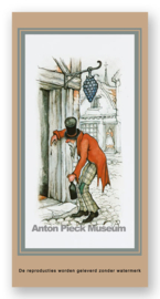Vignetkaartje: Dronken man met fles, Anton Pieck
