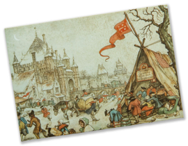 Ansichtkaart: Haarlem, De Grote Houtpoort, Anton Pieck