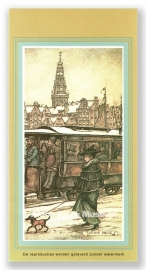 Vignetkaartje: Dam Centraal St, Anton Pieck