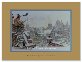 Reproductie: Schilder op dak (Winter) (grootformaat), Anton Pieck