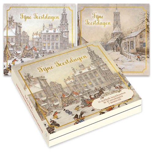 Kerstkaarten: (doosje), Amerogen - Amsterdam De Munt, Anton Pieck