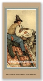 Vignetkaartje: Schilder op dak, Anton Pieck