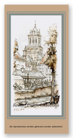 Vignetkaartje: Delft, Stadhuistoren, Anton Pieck