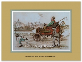 Reproductie: Man in oude auto (middenformaat), Anton Pieck