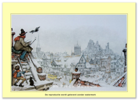 Reproductie: Schilder op dak (winter) (middenformaat), Anton Pieck