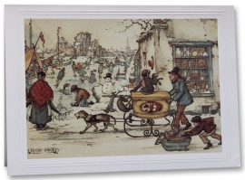 Wenskaart: Bakker op ijs, Anton Pieck