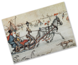 Ansichtkaart: Koets op ijs, Anton Pieck