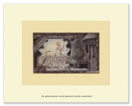 Geboorteprent: Baby vliegt op ooievaar, Anton Pieck