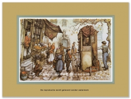 Reproductie: Groentewinkel met orgel (middenformaat), Anton Pieck