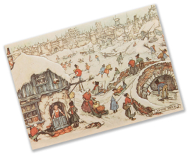 Ansichtkaart: IJstafereel, Anton Pieck