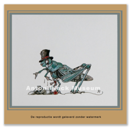 Reproductie: Blauwe sprinkhaan (kleinformaat), Anton Pieck