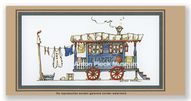 Vignetkaartje: Woonwagen van Flappie, Anton Pieck