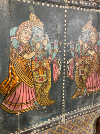 Handgemalter alter Fensterrahmen aus Indien 114x178 cm