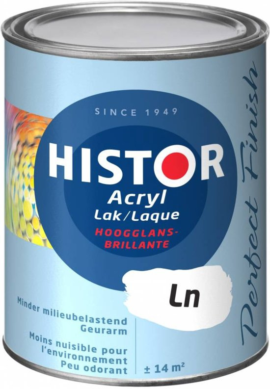 Histor Perfect Finish hoogglans acryl lak 9010 Liter | Lak water | Verf De Jonge